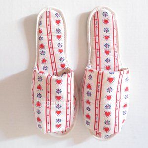Lanz of Salzburg Heart Flower Slip on Scuff Vintage Slippers